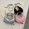 Small Silver Leather Crossbody Bags for WomenTrend Underarm Handbags and Purses Chain Armpit Shoulder Side Bags