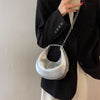 Small Silver Leather Crossbody Bags for WomenTrend Underarm Handbags and Purses Chain Armpit Shoulder Side Bags
