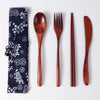 Japanese Style Wooden Tableware Set – Spoon, Fork & Chopsticks (3 Pieces)