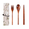 Japanese Style Wooden Tableware Set – Spoon, Fork & Chopsticks (3 Pieces)