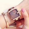 Elegant Square Quartz Bracelet Watch – Leather Strap & Rose Gold Buckle
