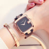 Elegant Square Quartz Bracelet Watch – Leather Strap & Rose Gold Buckle