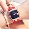 Elegant Square Quartz Bracelet Watch – Leather Strap & Rose Gold Buckle