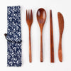 Japanese Style Wooden Tableware Set – Spoon, Fork & Chopsticks (3 Pieces)