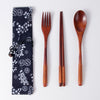 Japanese Style Wooden Tableware Set – Spoon, Fork & Chopsticks (3 Pieces)