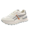 Round Toe Lace-Up Athletic Sneakers – Sleek Satin Mid-Heel Comfort