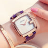 Elegant Square Quartz Bracelet Watch – Leather Strap & Rose Gold Buckle