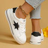 Star Round Toe Lace-Up Sneakers – Classic PU Casual Comfort