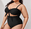 Women's Large Size Triangle Linked Strap Tube Top Swimsuit – Black, Sexy & Backless