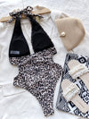 One-Piece Sexy Leopard Patchwork Swimsuit – Stylish Swimwear