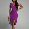 Summer V-Neck Split Dress – Sleek, Sexy & Confident