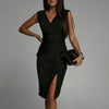 Summer V-Neck Split Dress – Sleek, Sexy & Confident