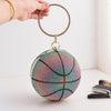 Round Crystal Basketball Evening Bag – Sparkling Gradient Handheld Clutch
