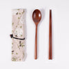 Japanese Style Wooden Tableware Set – Spoon, Fork & Chopsticks (3 Pieces)