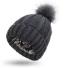 Satin-Lined Knit Beanie – Winter Pom Pom Hat