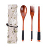 Japanese Style Wooden Tableware Set – Spoon, Fork & Chopsticks (3 Pieces)
