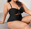 Women's Large Size Triangle Linked Strap Tube Top Swimsuit – Black, Sexy & Backless