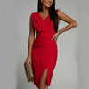 Summer V-Neck Split Dress – Sleek, Sexy & Confident