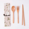 Japanese Style Wooden Tableware Set – Spoon, Fork & Chopsticks (3 Pieces)