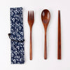 Japanese Style Wooden Tableware Set – Spoon, Fork & Chopsticks (3 Pieces)