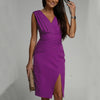 Summer V-Neck Split Dress – Sleek, Sexy & Confident
