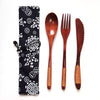 Japanese Style Wooden Tableware Set – Spoon, Fork & Chopsticks (3 Pieces)