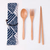 Japanese Style Wooden Tableware Set – Spoon, Fork & Chopsticks (3 Pieces)