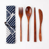 Japanese Style Wooden Tableware Set – Spoon, Fork & Chopsticks (3 Pieces)