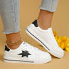 Star Round Toe Lace-Up Sneakers – Classic PU Casual Comfort