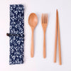 Japanese Style Wooden Tableware Set – Spoon, Fork & Chopsticks (3 Pieces)
