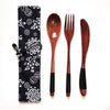 Japanese Style Wooden Tableware Set – Spoon, Fork & Chopsticks (3 Pieces)