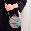 Round Crystal Basketball Evening Bag – Sparkling Gradient Handheld Clutch