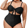 Women's Large Size Triangle Linked Strap Tube Top Swimsuit – Black, Sexy & Backless