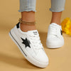 Star Round Toe Lace-Up Sneakers – Classic PU Casual Comfort
