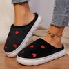 Heart Round Toe Flat Slippers – Cozy Faux Fur Suede Indoor Footwear