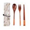 Japanese Style Wooden Tableware Set – Spoon, Fork & Chopsticks (3 Pieces)