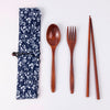 Japanese Style Wooden Tableware Set – Spoon, Fork & Chopsticks (3 Pieces)