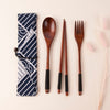 Japanese Style Wooden Tableware Set – Spoon, Fork & Chopsticks (3 Pieces)