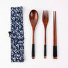 Japanese Style Wooden Tableware Set – Spoon, Fork & Chopsticks (3 Pieces)