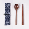 Japanese Style Wooden Tableware Set – Spoon, Fork & Chopsticks (3 Pieces)