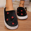 Heart Round Toe Flat Slippers – Cozy Faux Fur Suede Indoor Footwear