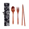 Japanese Style Wooden Tableware Set – Spoon, Fork & Chopsticks (3 Pieces)