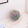 Round Crystal Basketball Evening Bag – Sparkling Gradient Handheld Clutch