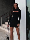Hollow-Out Sexy Tight-Fitting Woolen Dress – Short Length