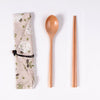 Japanese Style Wooden Tableware Set – Spoon, Fork & Chopsticks (3 Pieces)