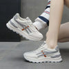 Round Toe Lace-Up Athletic Sneakers – Sleek Satin Mid-Heel Comfort