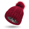 Satin-Lined Knit Beanie – Winter Pom Pom Hat