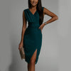 Summer V-Neck Split Dress – Sleek, Sexy & Confident